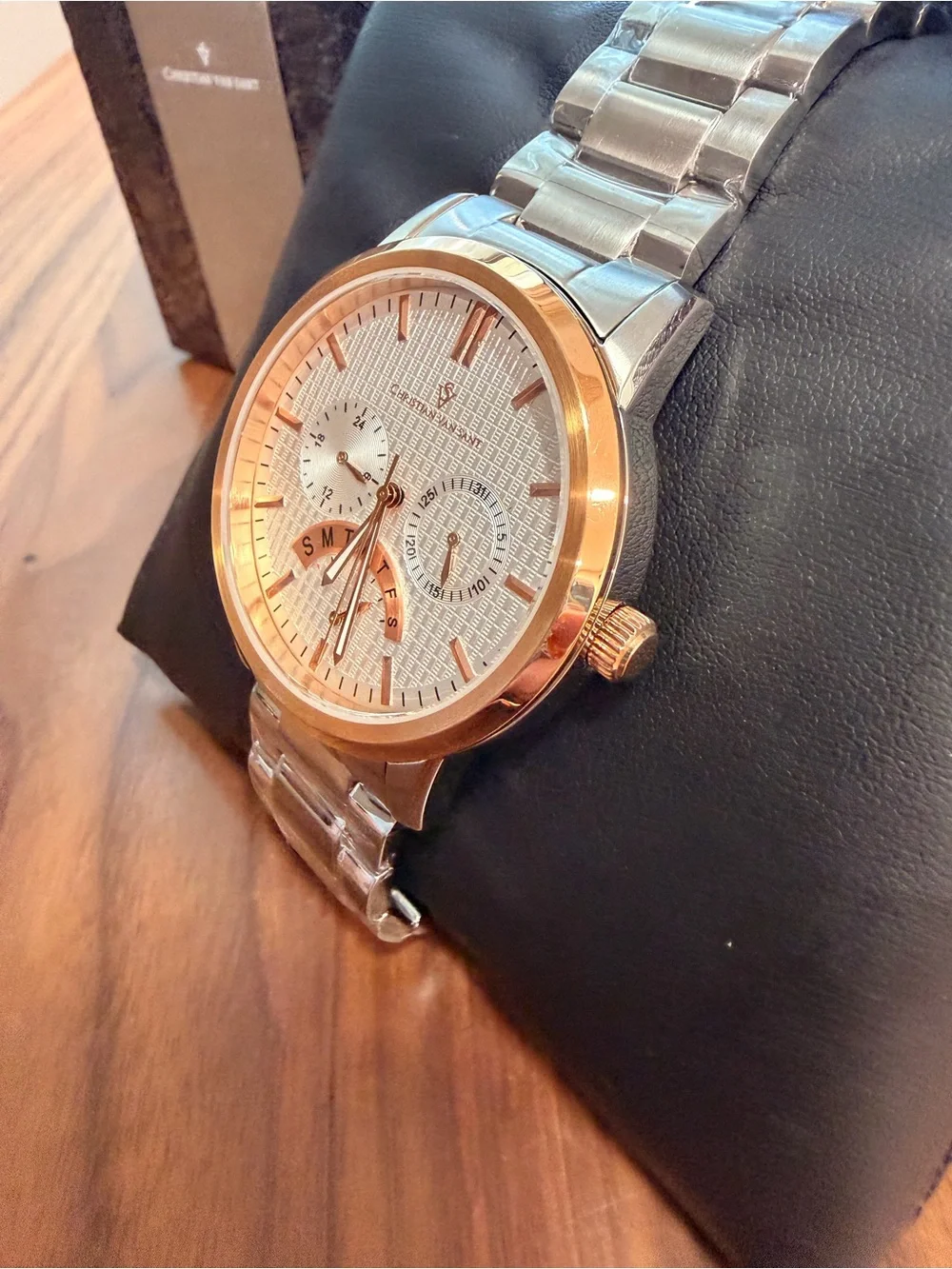 NEW Christian Van Sant Alden CV0322 Two-Tone Silver and Gold Men’s Dress Watch